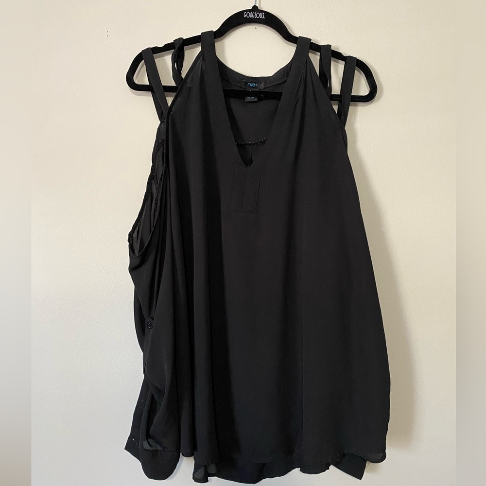 Sheer off the shoulder long sleeve Top